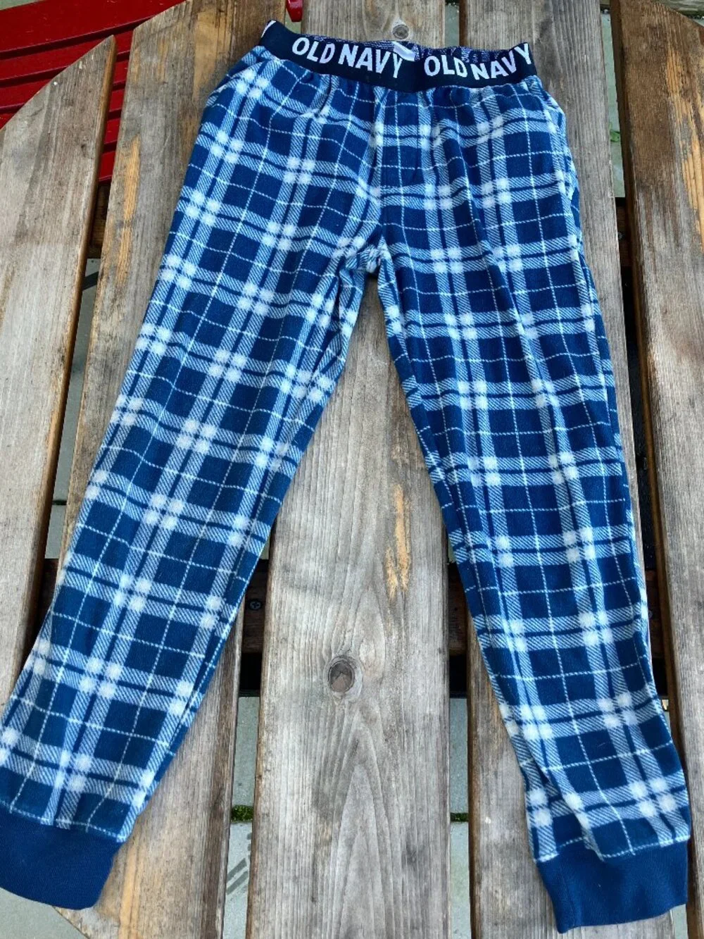 Old Navy Boys Flame Resistant Fleece Pajama Pants | Size Medium (8) | Blue Plaid